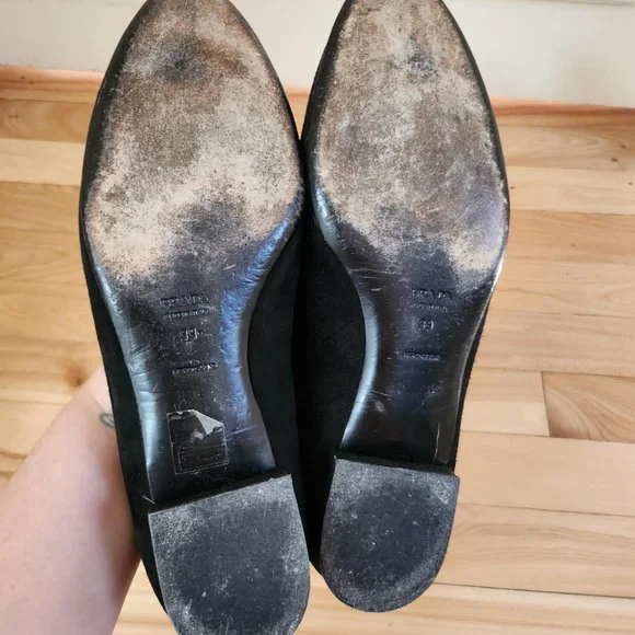 Prada - Black Suede Round-Toe Flats - Picture 8 of 8